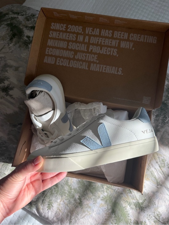 Veja Shoes - Veja Campo Sneakers in White with Light Blue V